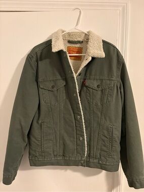 Levi's Olive Green Sherpa-Lined Truck Jacket